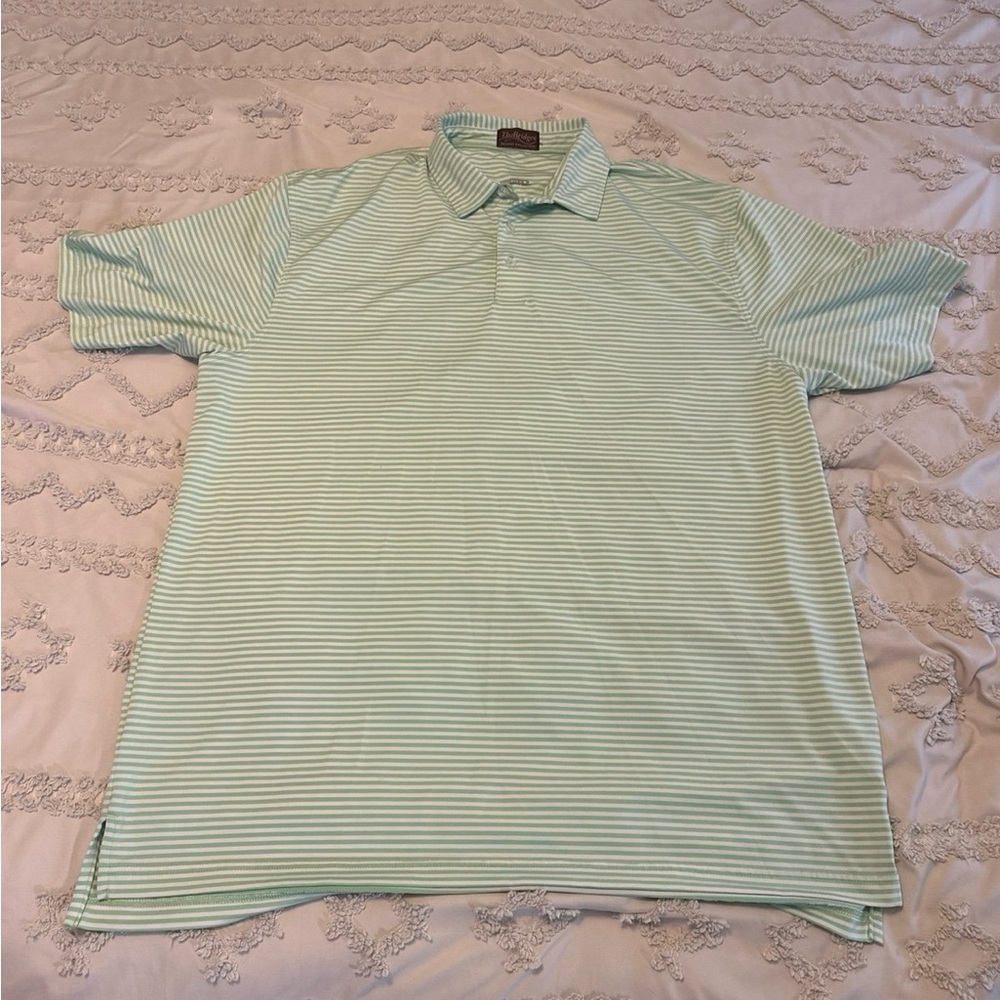 The Bridges Green Striped Short Sleeve Polo Shirt Hollywood Casino Size XL